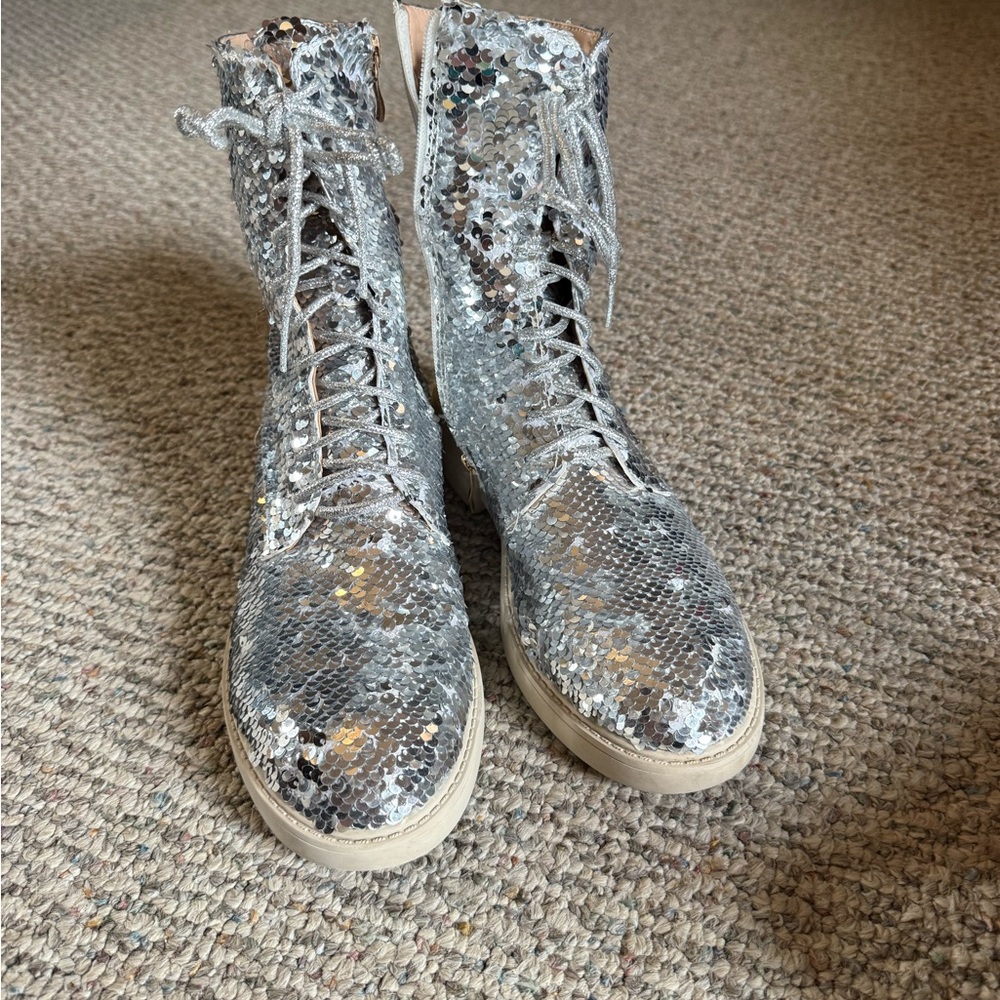 Silver Sequin Women's Boots